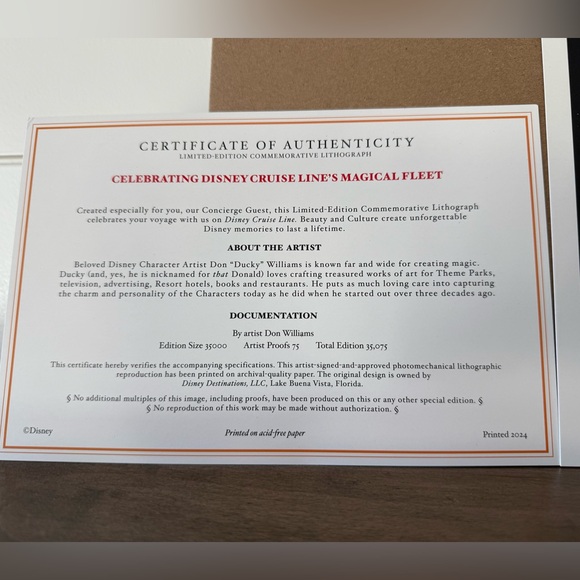 Disney Cruise Line Magical Fleet Lithograph Limited Edition by Don Williams - Picture 3 of 3